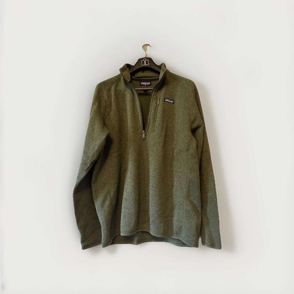 Patagonia XL Better Sweater 1/4 Zip Pullover Mens Large Heathered Green Fleece